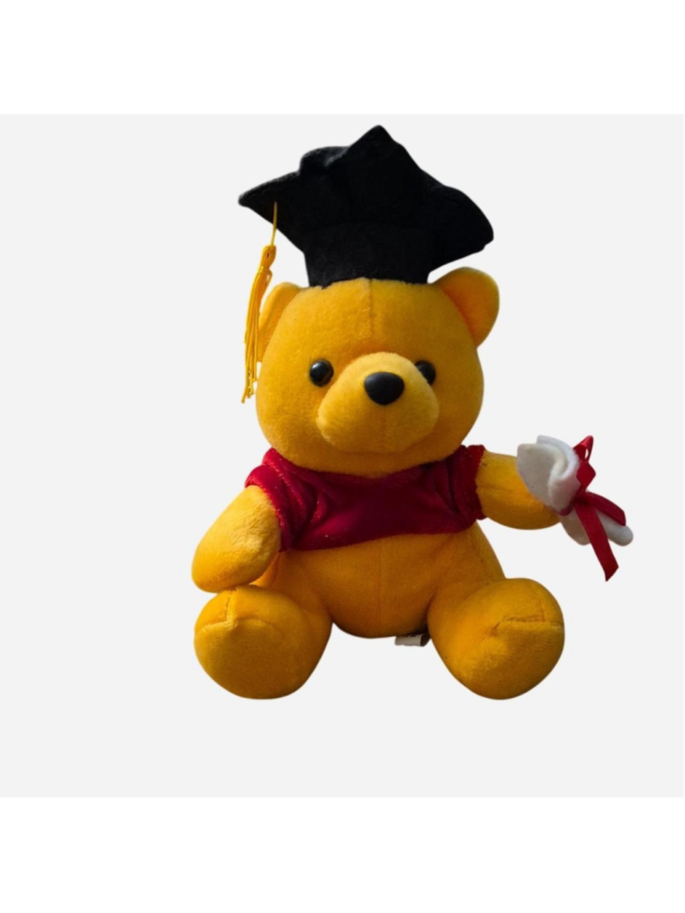 Winnie the Pooh plush toy with graduation cap and graduation scroll #graduation